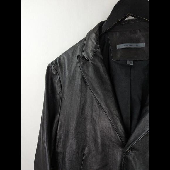 [SOLD] JOHN VARVATOS Men Sz US 40 IT 50 L Black Sheep Skin Leather Blazer Jacket - Picture 4 of 9